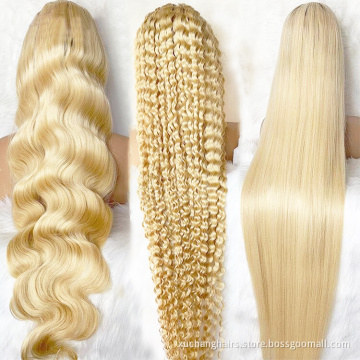 Wholesale lace wig human hair wigs very long 30 40 inch blonde 613 deep wave frontal lace wig human hair 13x6